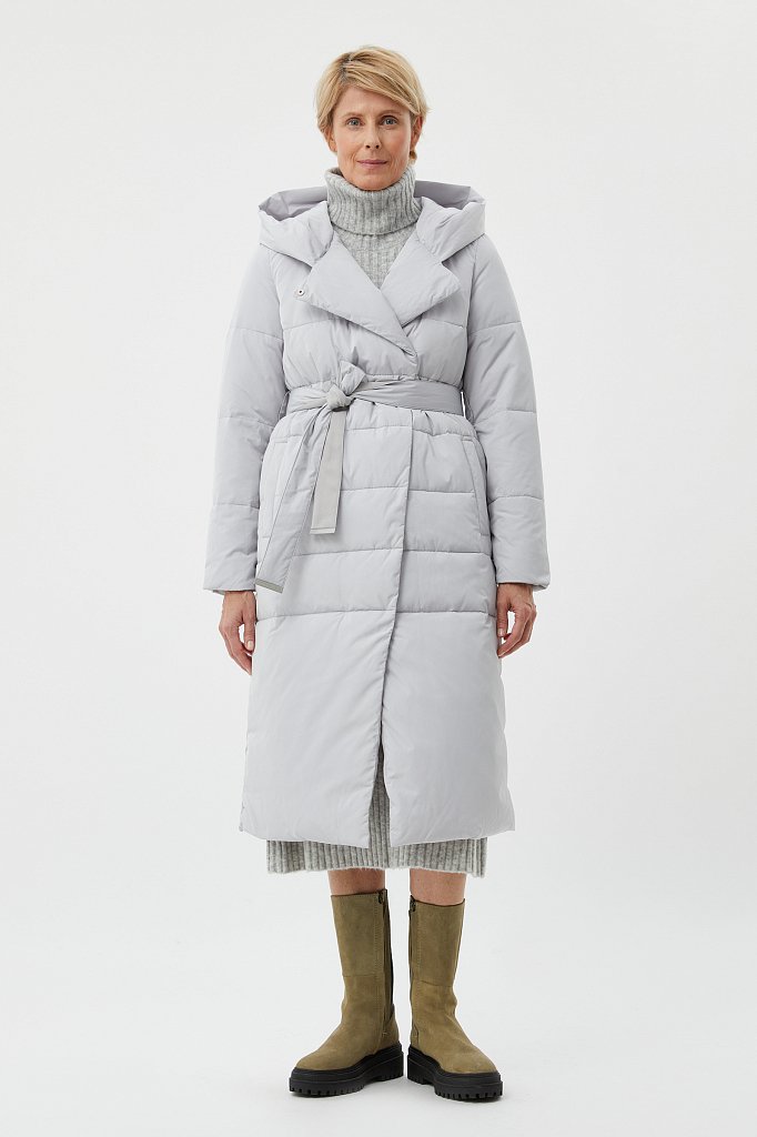 Утепленное пальто с поясом на талии, Модель FAB110217, Фото №1