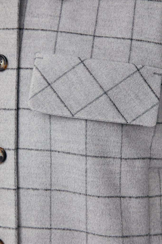 Драповое женское пальто в рубашечном стиле, Модель FAB11040, Фото №7