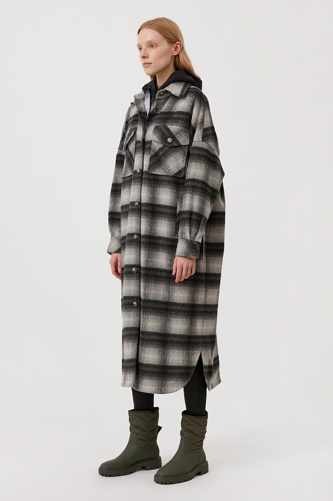 Пальто женское с шерстью свободного кроя, Модель FAB110107, Фото №3