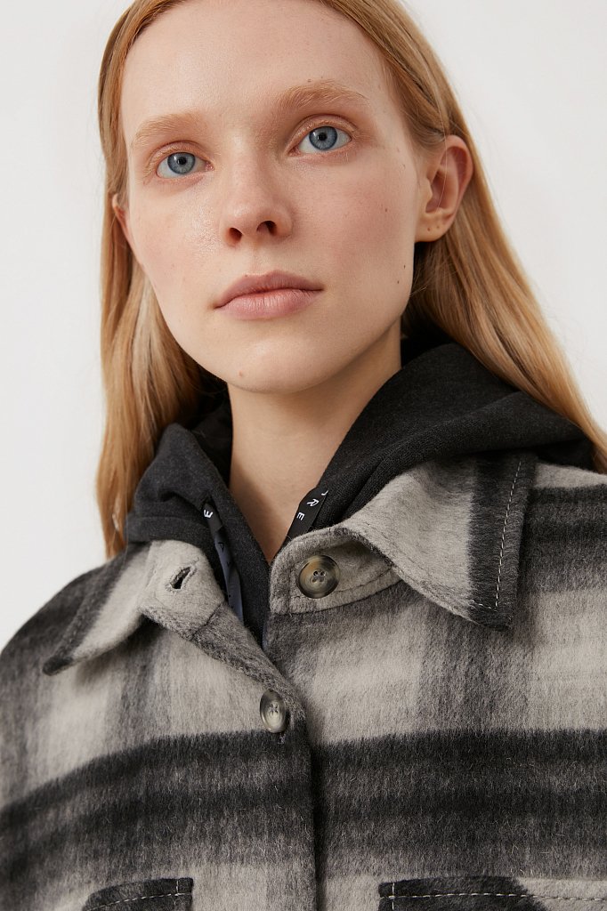 Пальто женское с шерстью свободного кроя, Модель FAB110107, Фото №6