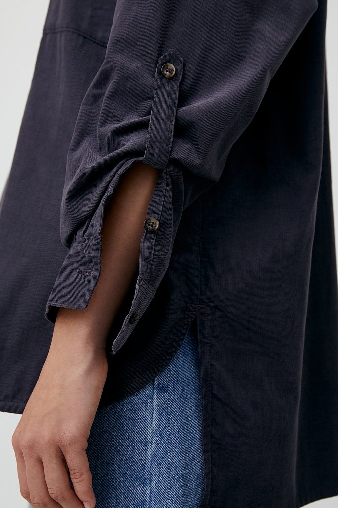 Вельветовая женская рубашка оверсайз с карманами, Модель FAB11047, Фото №6