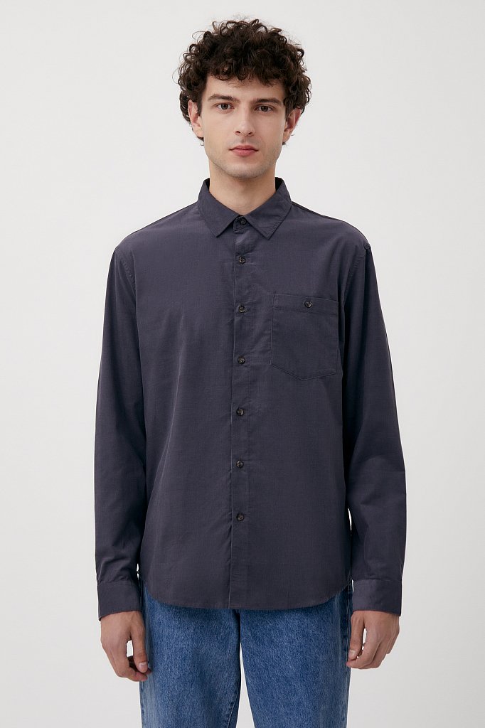 Вельветовая мужская рубашка прямого кроя, Модель FAB21014, Фото №1