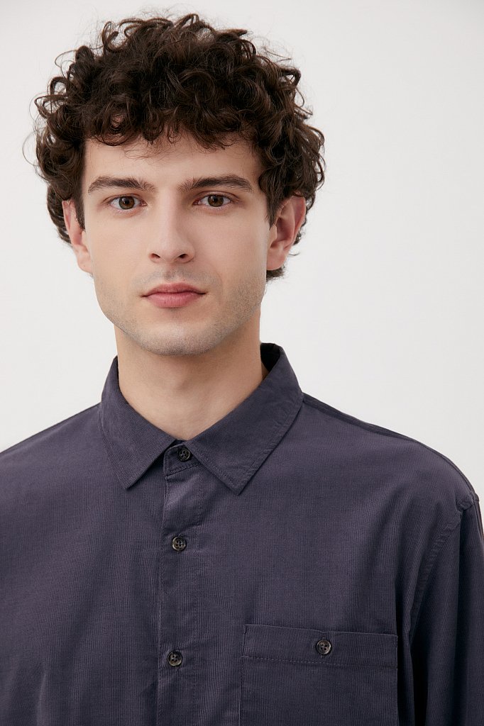 Вельветовая мужская рубашка прямого кроя, Модель FAB21014, Фото №5