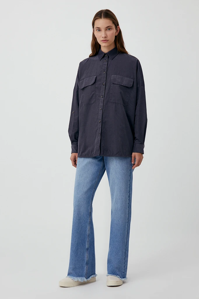 Вельветовая женская рубашка oversize с карманами, Модель FAB11047, Фото №2