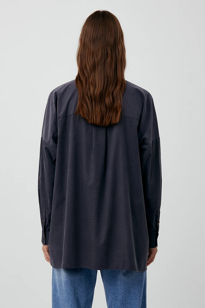 Вельветовая женская рубашка oversize с карманами, Модель FAB11047, Фото №4