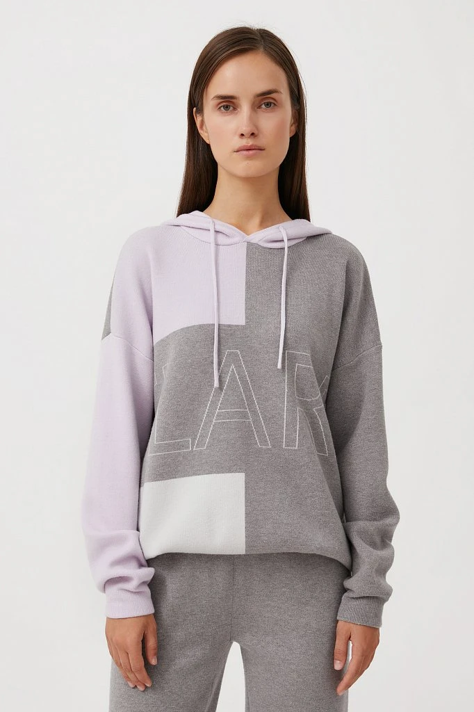Свободное женское худи в стиле color block, Модель FAB11183, Фото №1