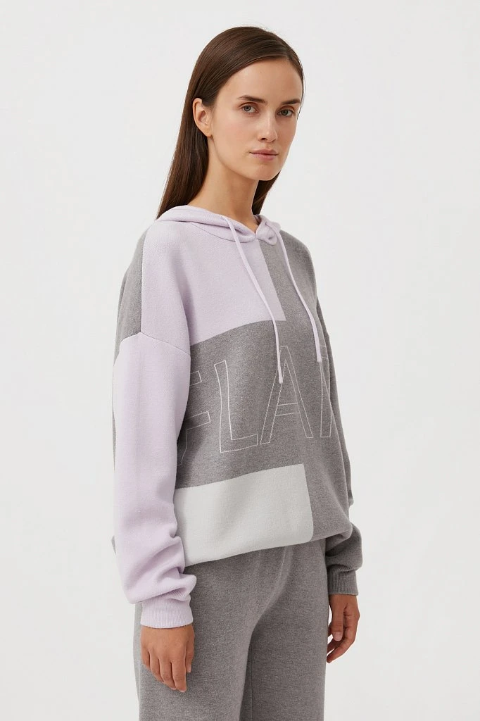 Свободное женское худи в стиле color block, Модель FAB11183, Фото №3