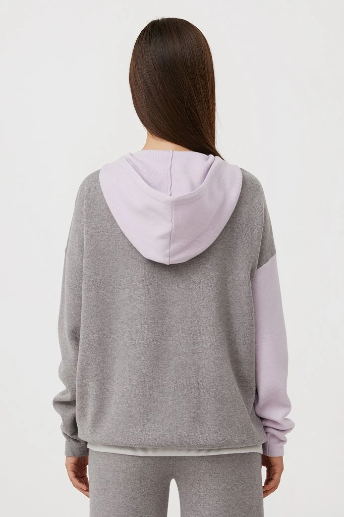 Свободное женское худи в стиле color block, Модель FAB11183, Фото №4