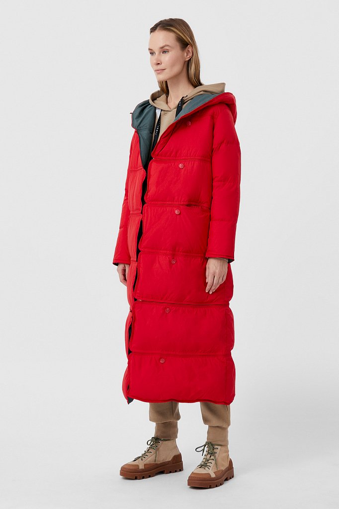 Пуховое двустороннее пальто женское прямого кроя с, Модель FAB110153, Фото №2