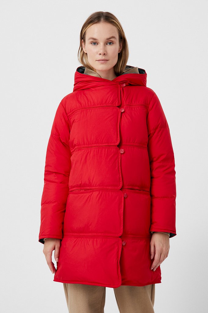 Пуховое двустороннее пальто женское прямого кроя с, Модель FAB110153, Фото №3