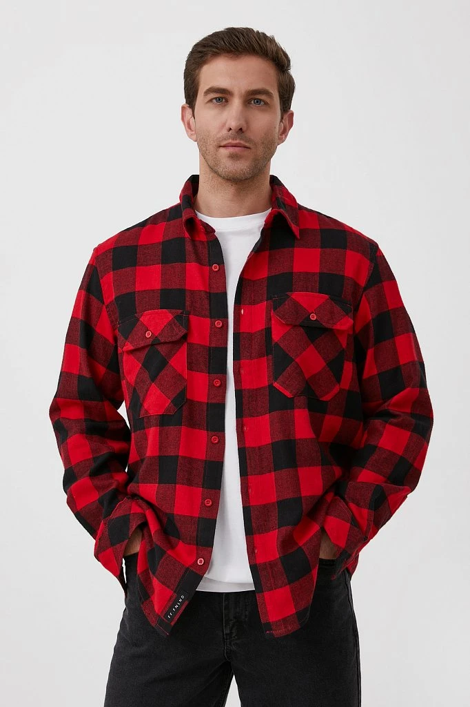 Базовая мужская рубашка в крупную клетку oversize, Модель FAB21057, Фото №1