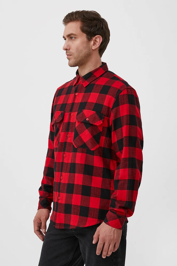 Базовая мужская рубашка в крупную клетку oversize, Модель FAB21057, Фото №3