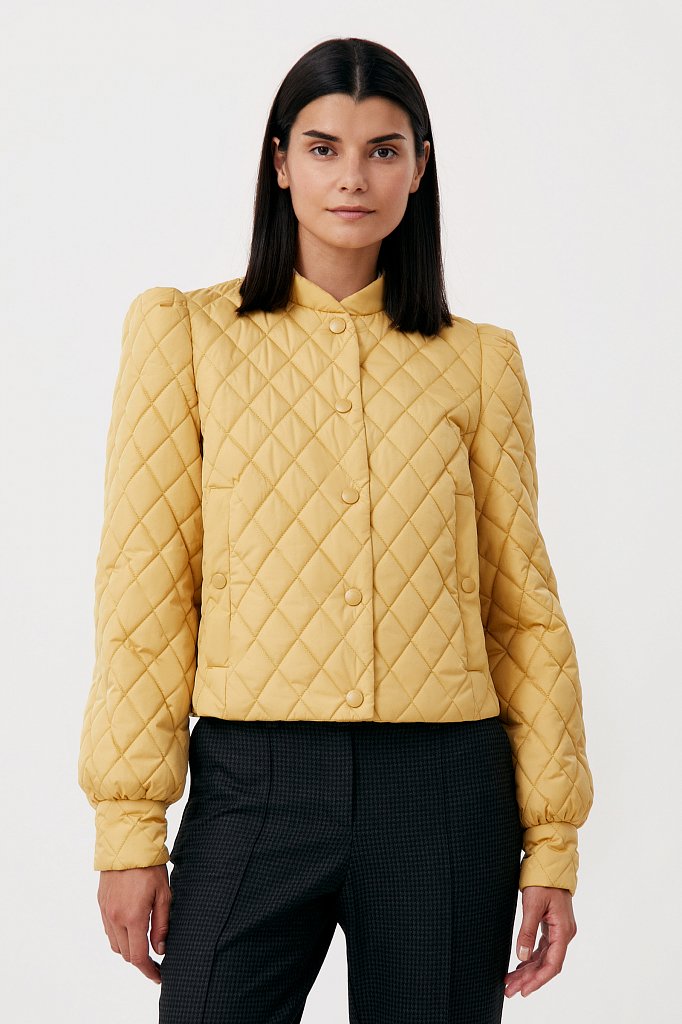 Стеганая женская куртка с объемными рукавами, Модель FAB110136, Фото №2