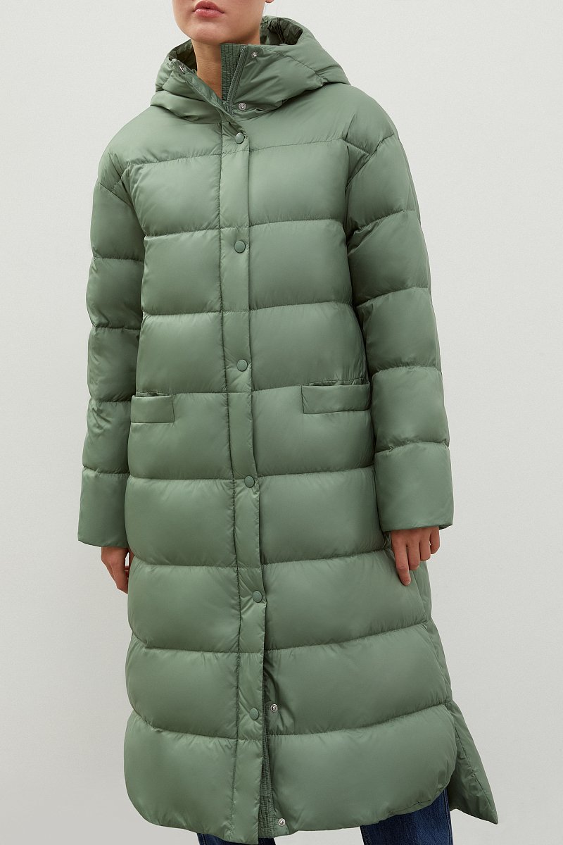 Стеганое пуховое пальто с капюшоном, Модель FAB11046, Фото №3