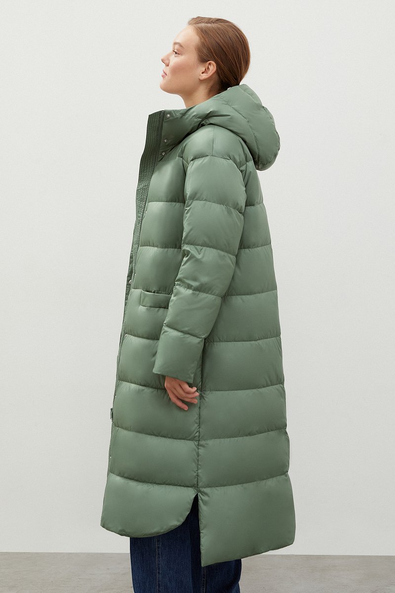 Стеганое пуховое пальто с капюшоном, Модель FAB11046, Фото №4