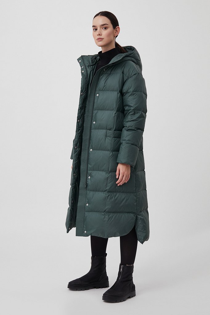 Стеганое пуховое пальто с капюшоном, Модель FAB11046, Фото №2