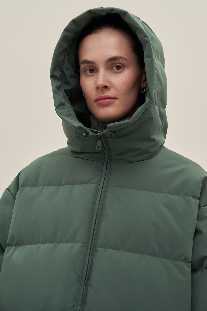Пуховое женское пальто свободного кроя, Модель FAB11086, Фото №5