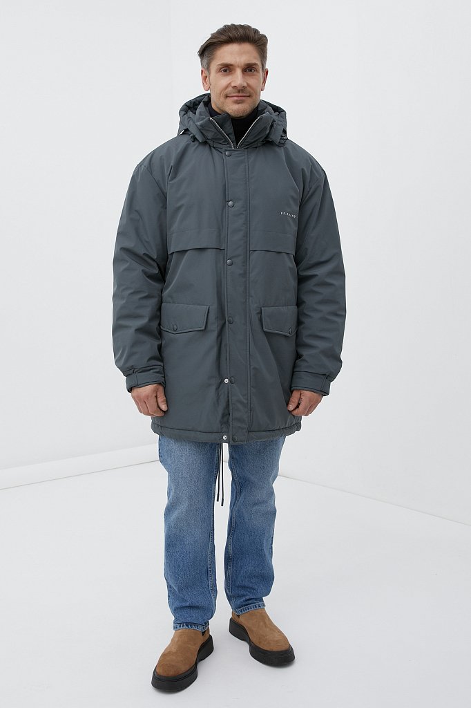 Утепленное пальто мужское свободного кроя, Модель FAB21065, Фото №2