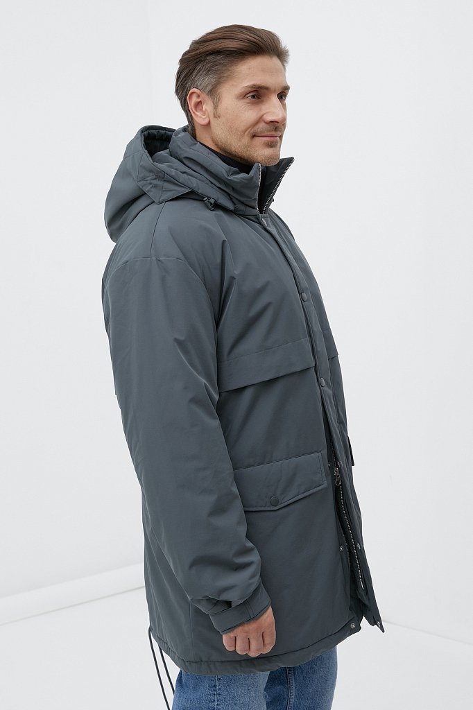 Утепленное пальто мужское свободного кроя, Модель FAB21065, Фото №3