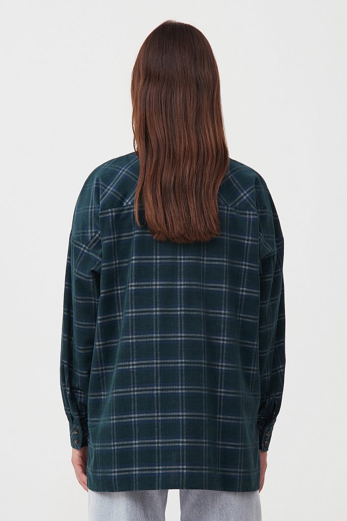 Вельветовая женская рубашка в клетку oversize, Модель FAB110115, Фото №4