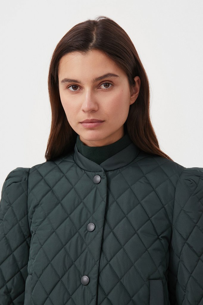 Стеганая женская куртка с объемными рукавами, Модель FAB110136, Фото №6