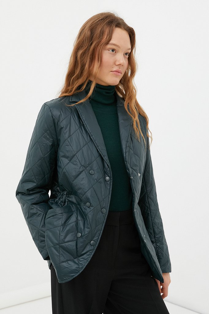 Куртка женская прямого кроя с резинкой на талии, Модель FAB110201, Фото №3