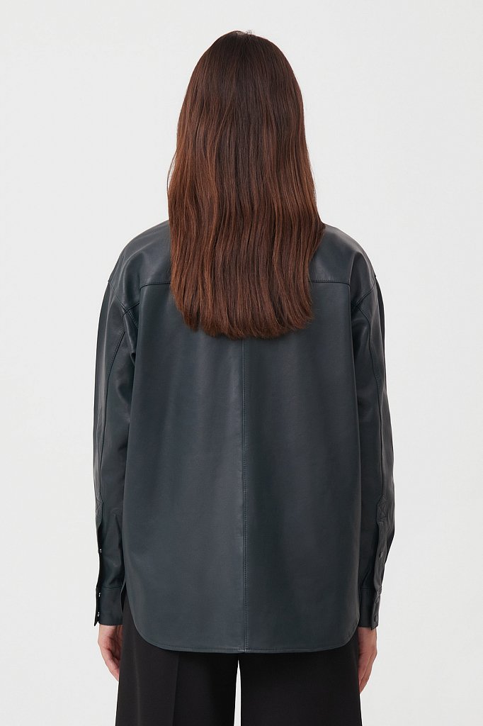 Кожаная женская рубашка оверсайз, Модель FAB11804, Фото №5