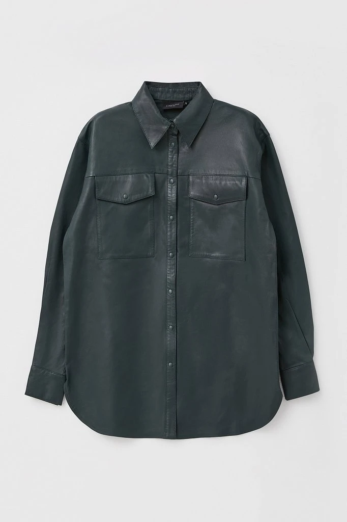 Кожаная женская рубашка oversize, Модель FAB11804, Фото №8