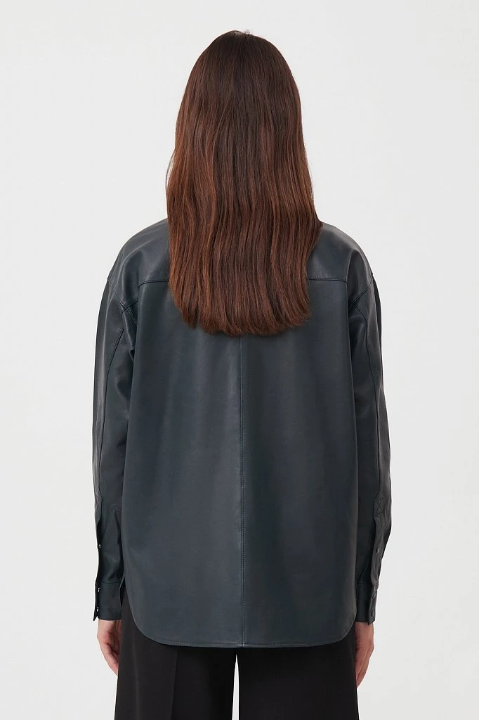 Кожаная женская рубашка oversize, Модель FAB11804, Фото №5