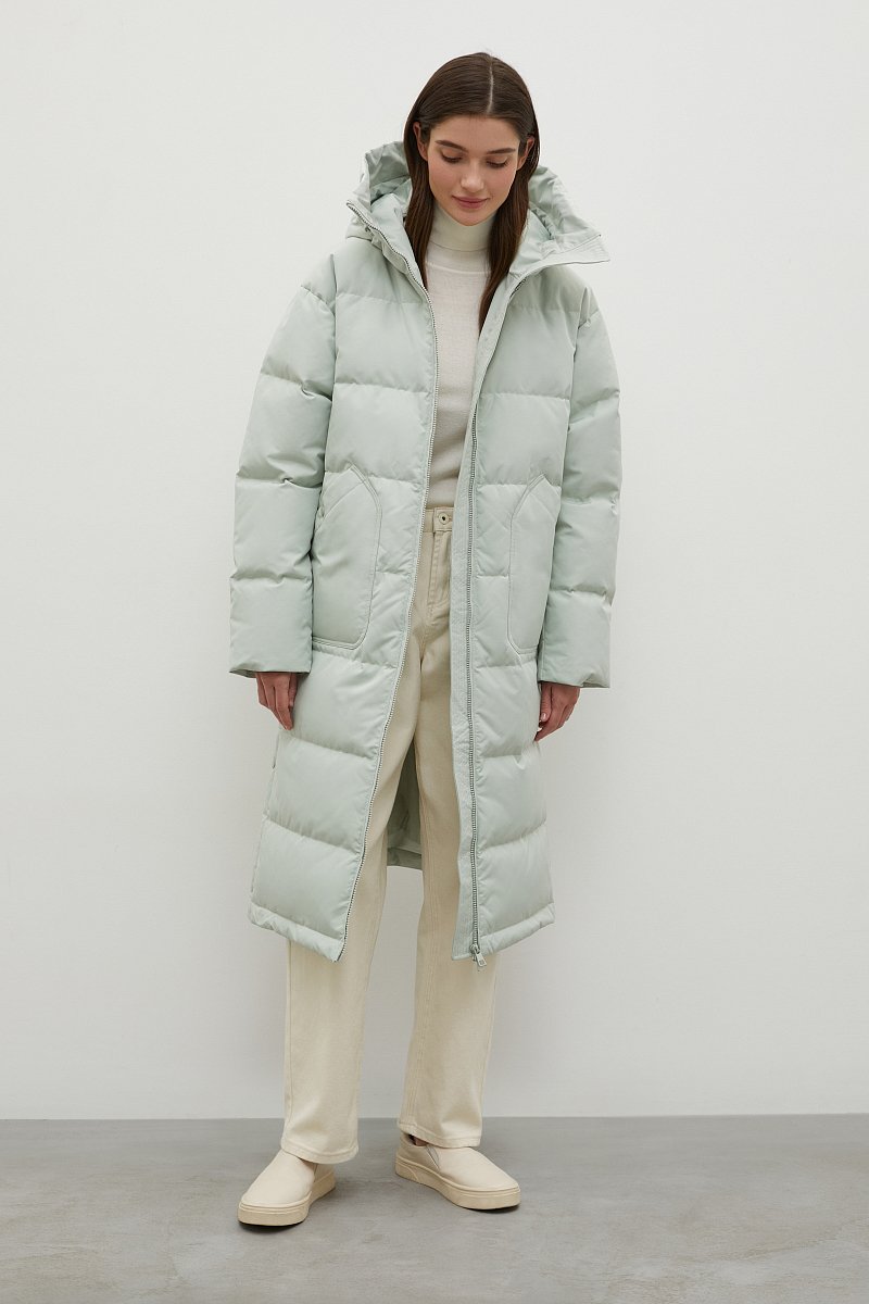 Пуховое женское пальто свободного кроя, Модель FAB11086, Фото №2