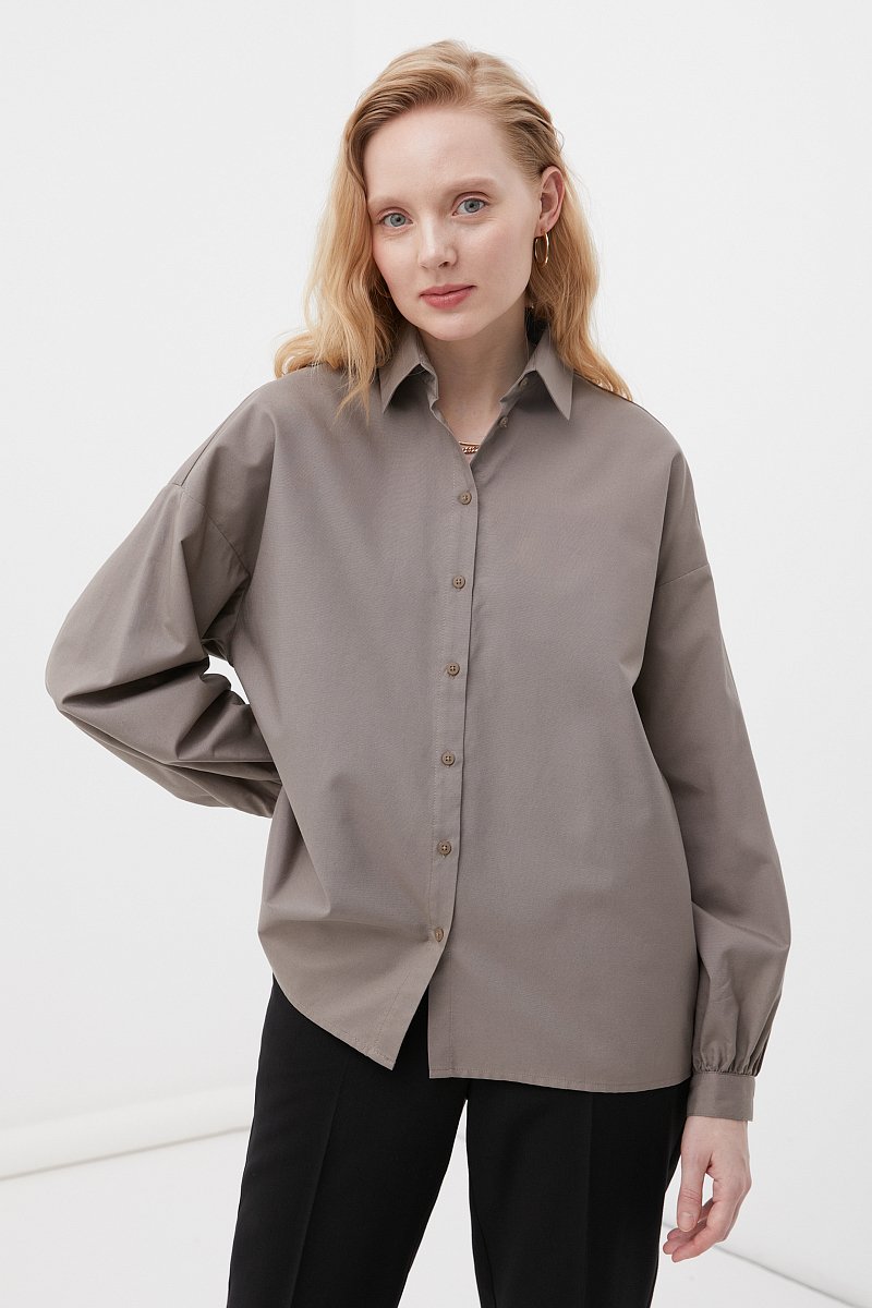 Женская рубашка оверсайз с объемными рукавами, Модель FAB110114, Фото №1