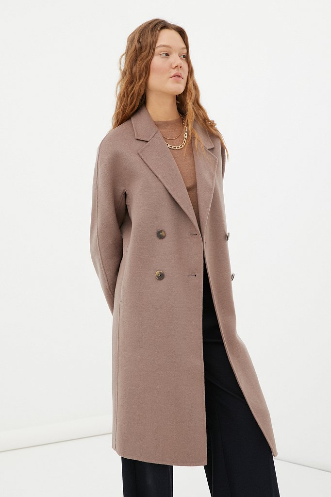 Драповое женское пальто свободного кроя, Модель FAB110211, Фото №3