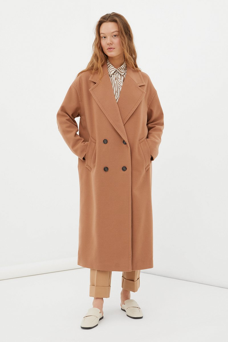 Двубортное женское oversize пальто длины миди, Модель FAB11041, Фото №1