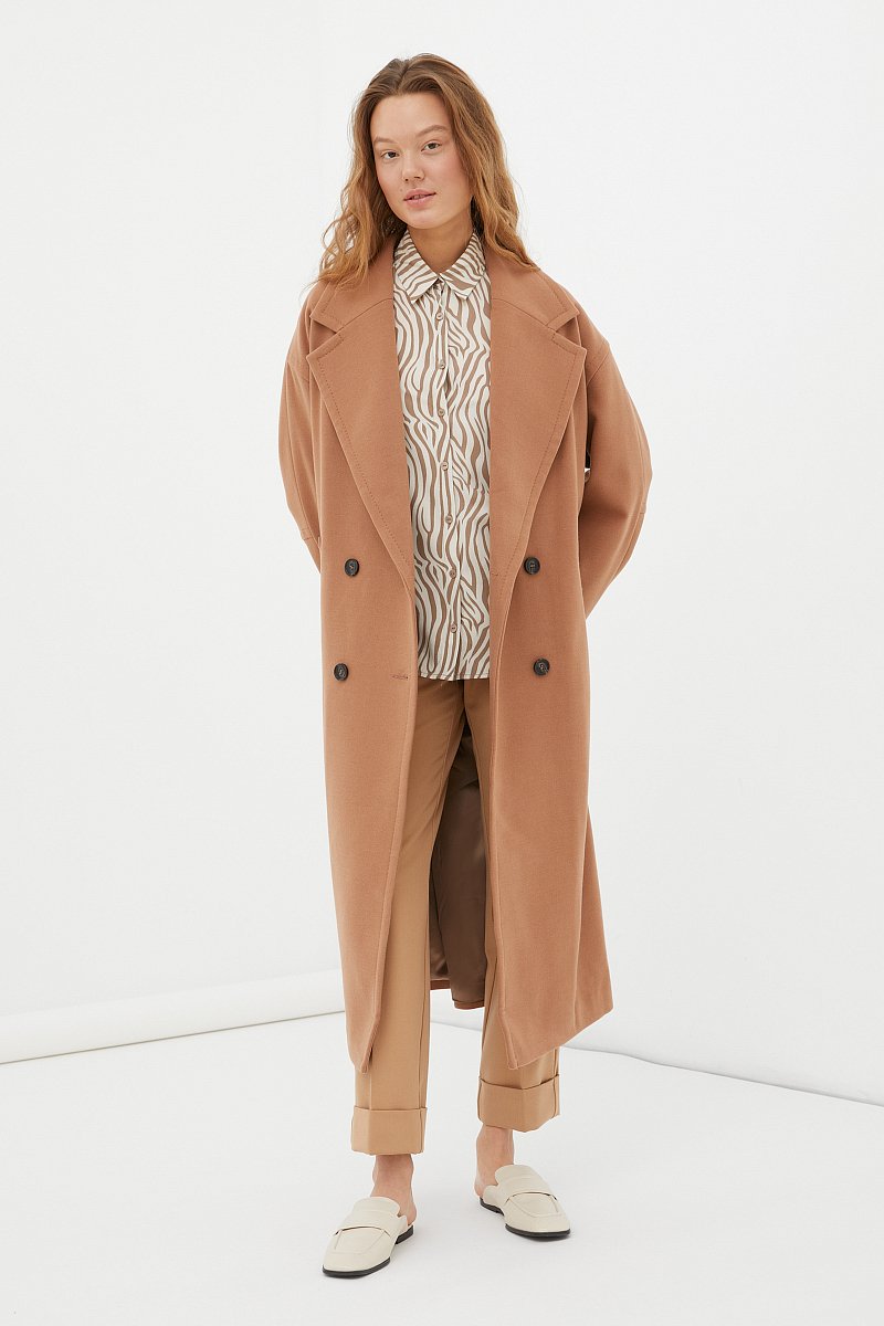 Двубортное женское oversize пальто длины миди, Модель FAB11041, Фото №2