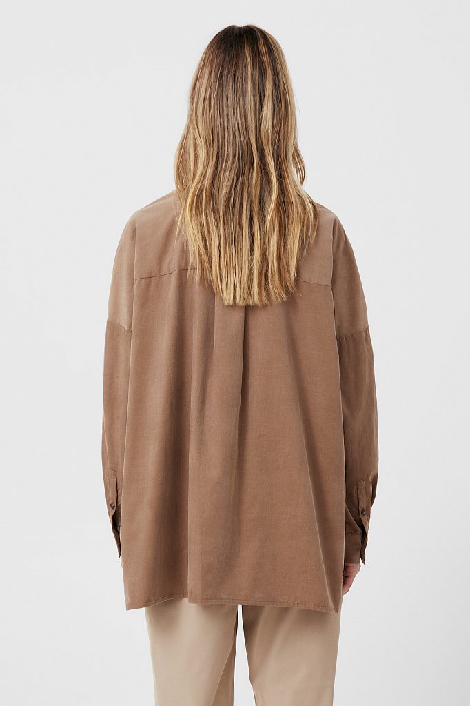 Вельветовая женская рубашка оверсайз с карманами, Модель FAB11047, Фото №4