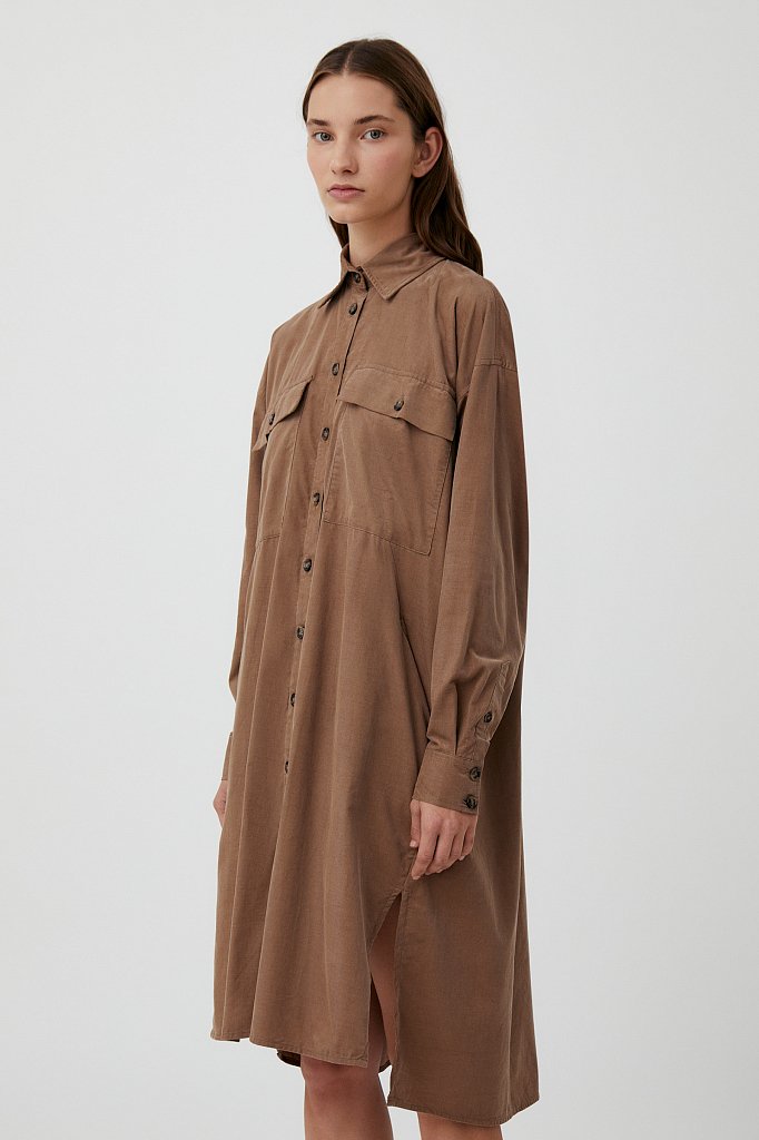 Вельветовое женское платье-рубашка оверсайз, Модель FAB11050, Фото №3