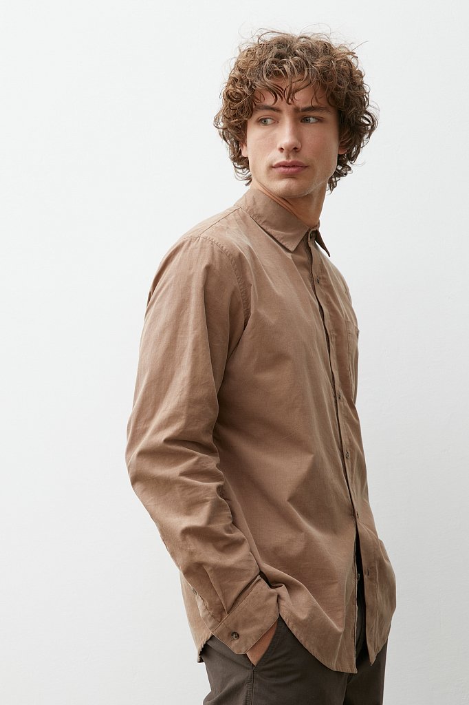 Вельветовая мужская рубашка прямого кроя, Модель FAB21014, Фото №3