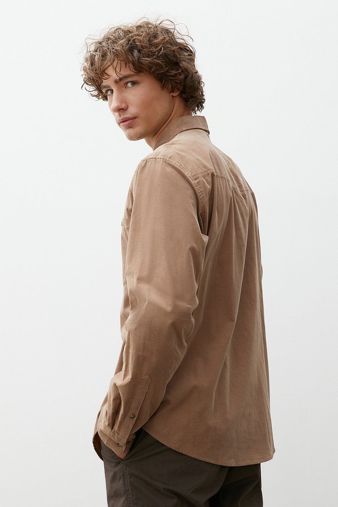 Вельветовая мужская рубашка прямого кроя, Модель FAB21014, Фото №4
