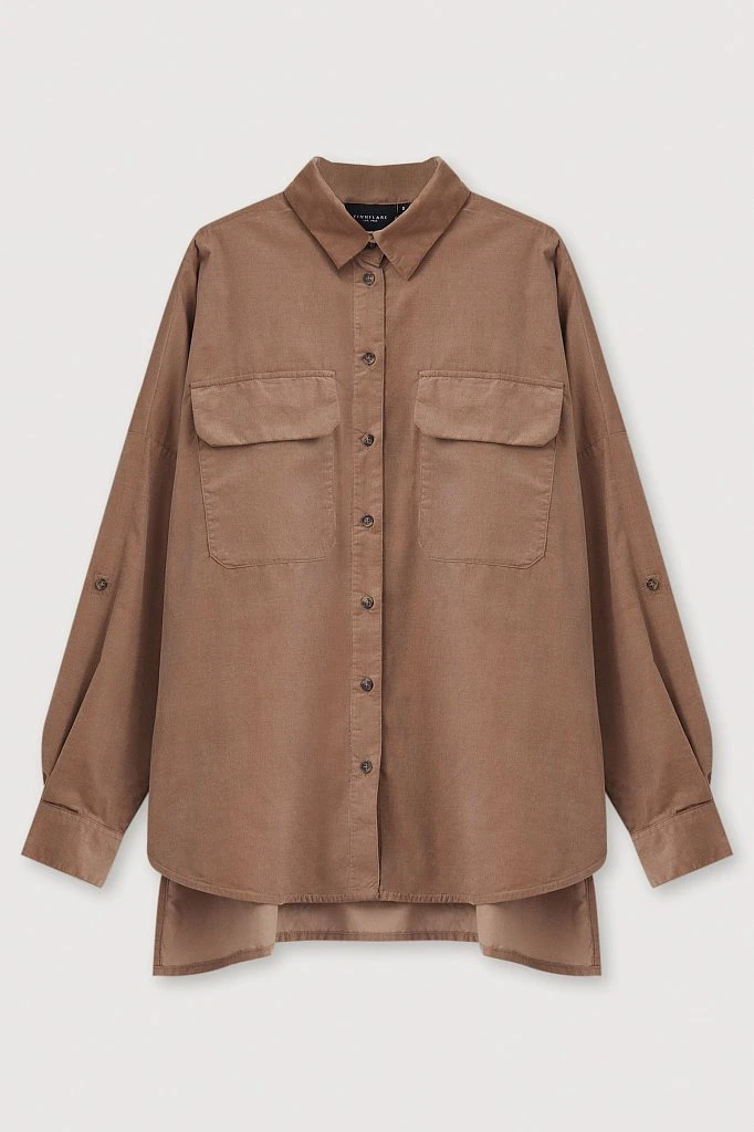 Вельветовая женская рубашка oversize с карманами, Модель FAB11047, Фото №7