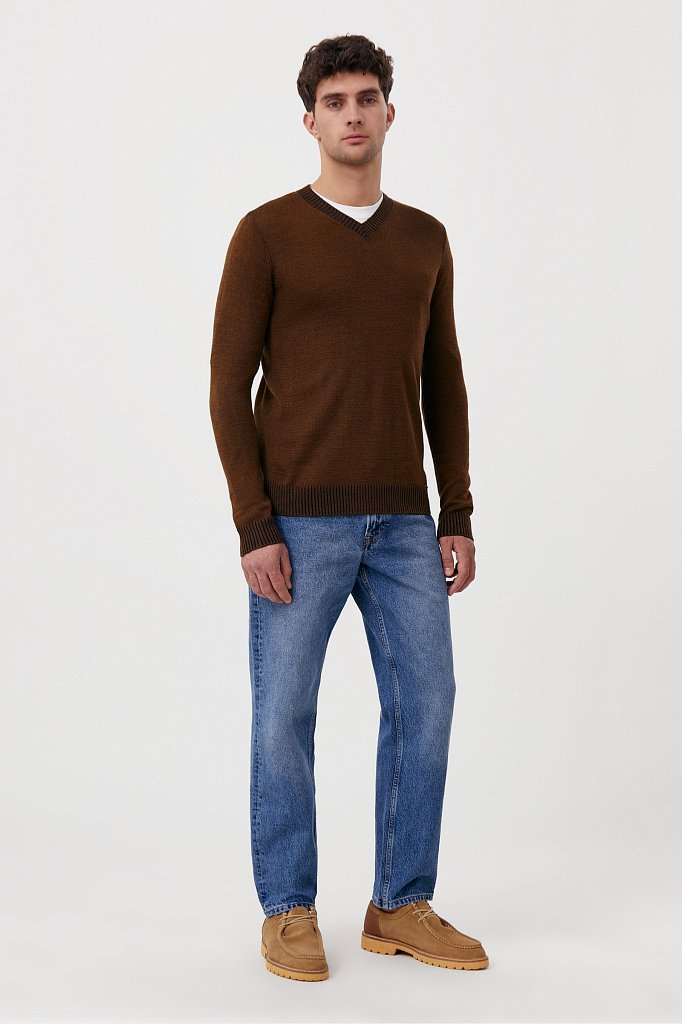 Пуловер мужской прямого силуэта с шерстью, Модель FAB21103, Фото №2