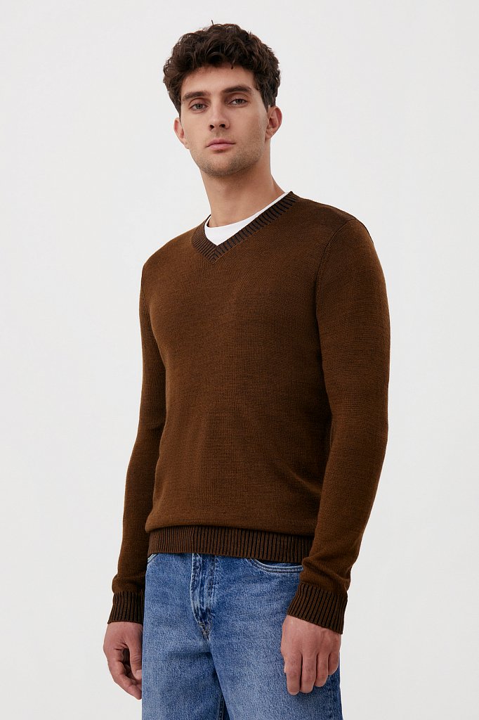 Пуловер мужской прямого силуэта с шерстью, Модель FAB21103, Фото №3