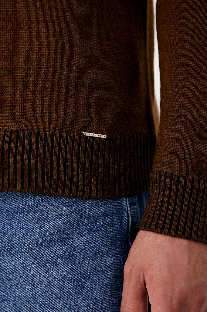 Пуловер мужской прямого силуэта с шерстью, Модель FAB21103, Фото №5