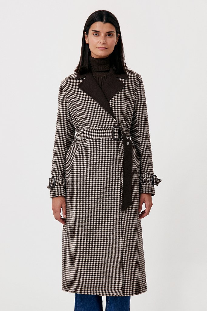Пальто женское прямого кроя с шерстью, Модель FAB11085, Фото №2