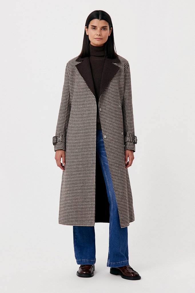 Пальто женское прямого кроя с шерстью, Модель FAB11085, Фото №3