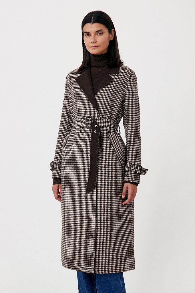 Пальто женское прямого кроя с шерстью, Модель FAB11085, Фото №3