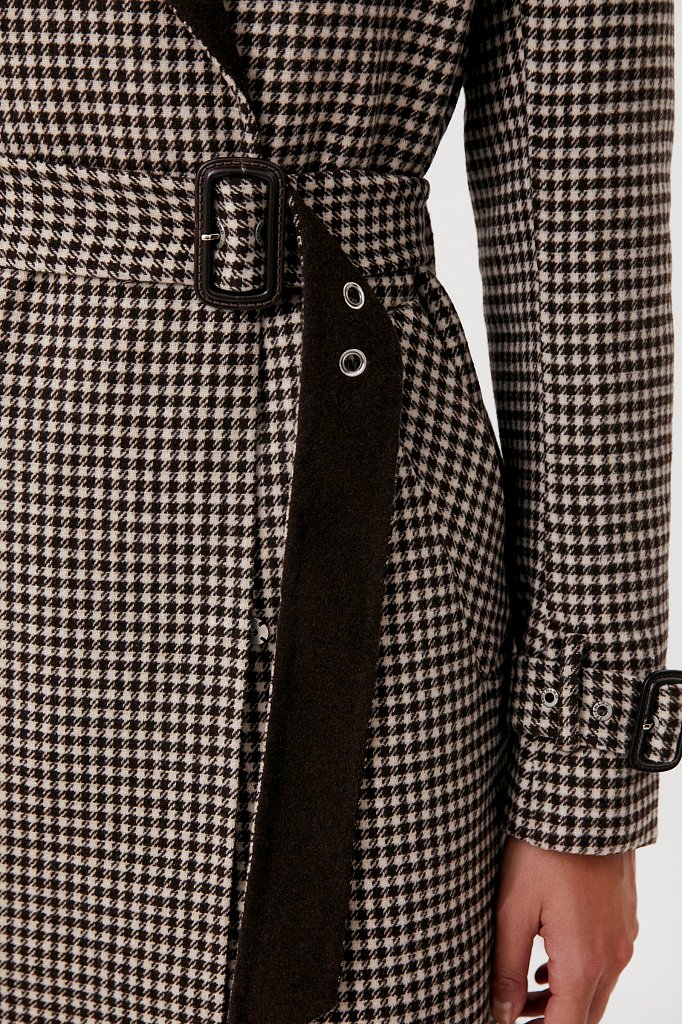 Пальто женское прямого кроя с шерстью, Модель FAB11085, Фото №6