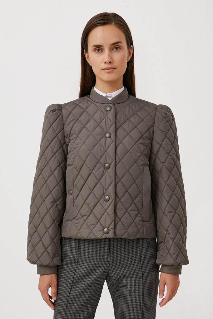 Стеганая женская куртка с объемными рукавами, Модель FAB110136, Фото №1