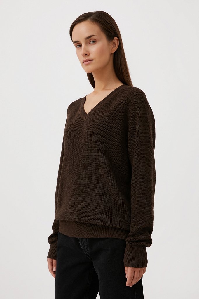 Женский базовый пуловер прямого силуэта с шерстью, Модель FAB111114, Фото №3