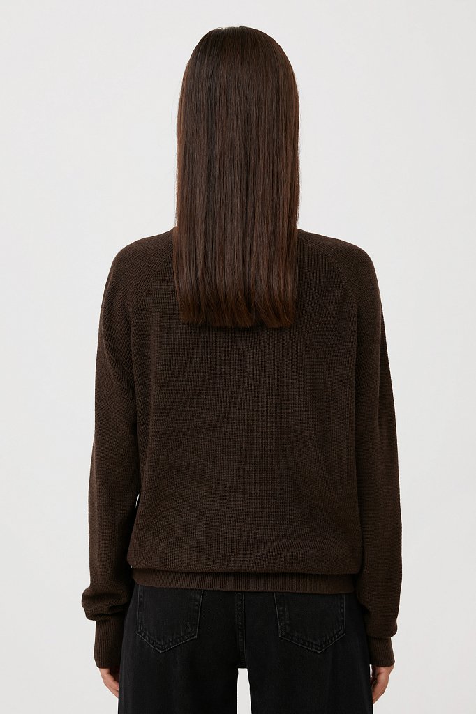 Женский базовый пуловер прямого силуэта с шерстью, Модель FAB111114, Фото №4