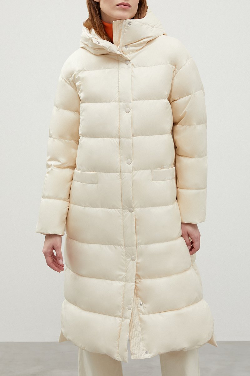 Стеганое пуховое пальто с капюшоном, Модель FAB11046, Фото №3